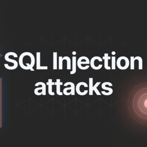 Illustration of an SQL Injection (SQLi) attack, showing a hacker exploiting a vulnerable web application's database to inject malicious SQL queries and gain unauthorized access to sensitive data.