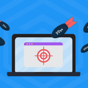 Illustration of a Denial-of-Service (DoS) attack, showing an overload of traffic or malicious requests overwhelming a web server, causing service disruption and preventing legitimate users from accessing the website.